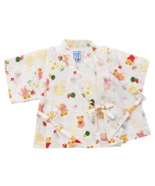 MIKI HOUSE HOT BISCUITS 【ミキハウス】【80-120cm】ミキハウスベア 甚平スーツ 白