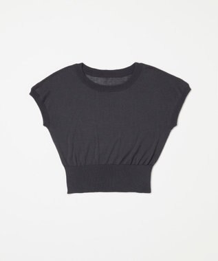 TOQUE 25SS新作〈大草直子さんアドバイザー〉シルク×コットンニットフレンチスリーブ チャコールグレー