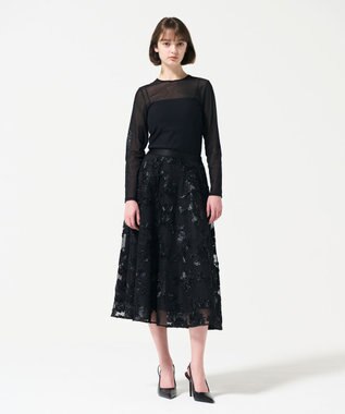 GRACE CONTINENTAL サテンコードスカート ブラック