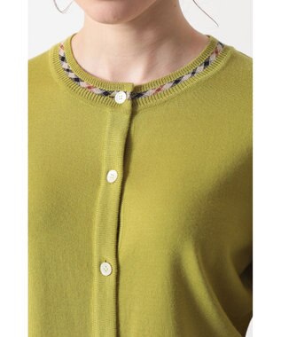 DAKS スーパーファインメリノウール チェックカーディガン グリーン