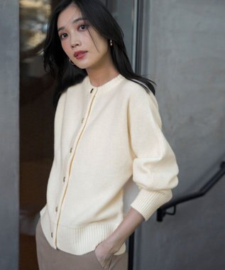 ANY SIS L 【前後着用可能】Airニット カーディガン アイボリー