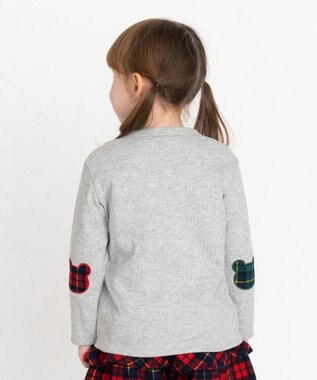 MIKI HOUSE HOT BISCUITS 【70-110cm】 エルボーパッチ 接結天竺長袖Tシャツ グレー