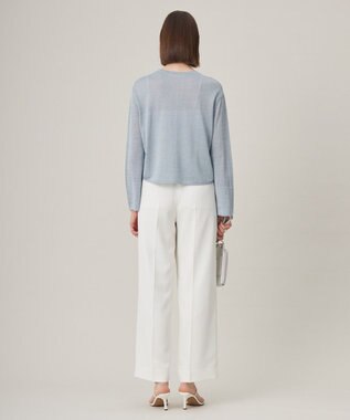 ICB 【洗える】 リネンレーヨンハイゲージ クロップドプルオーバー サックスグレー系