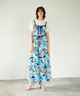 GRACE CONTINENTAL キカバードプリントワンピース ブルー