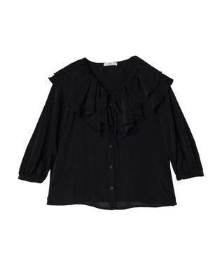 earth music&ecology メローラッフルブラウス Black
