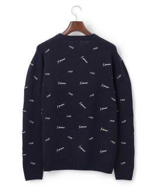 J.PRESS MEN エンブロイダリー クルーネックニット ネイビー系