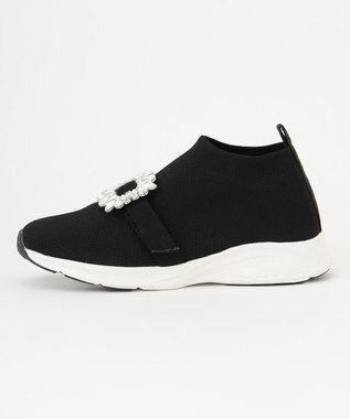 Feroux ビジュー付きニット スニーカー ブラック系