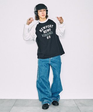 WEGO 【ユニセックス着用ITEM】ラグラングラフィックBIGロンT ブラックその他