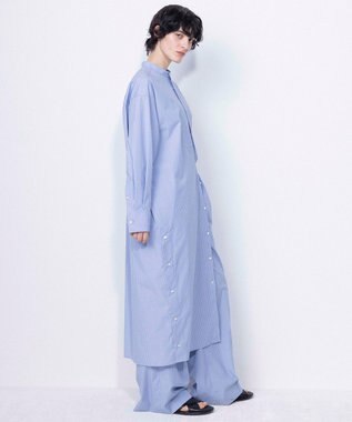 NAVE 【ReNAVE・セットアップ可/洗える/接触冷感/UVケア】コットンポリブロード ワンピース サックスブルー系1