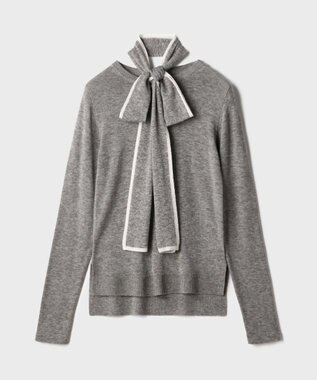 GRACE CONTINENTAL ボウ付ニットトップ グレー