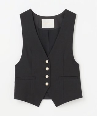 GRACE CONTINENTAL リネン混ツイルジレ ブラック