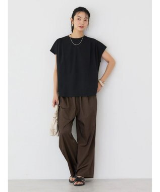 AMERICAN HOLIC 接触冷感フレンチスリーブタックポンチプルオーバー Black