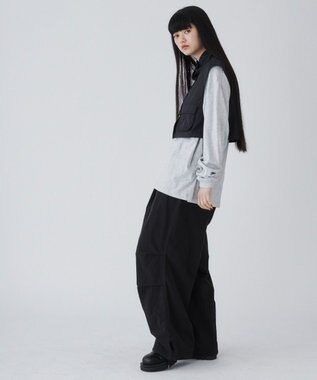 WEGO サイドスリットパラシュートパンツ ブラック