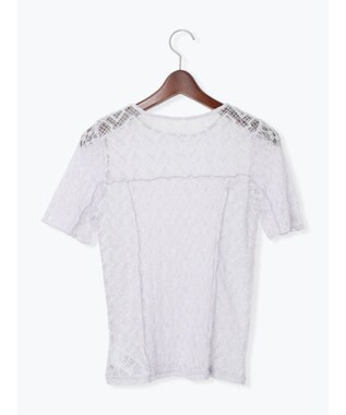 Te chichi パッチワークレース5分袖トップス ラベンダー