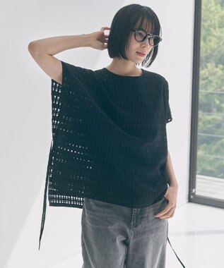 UNFILO シアー レイヤード Tシャツ ブラックチェック
