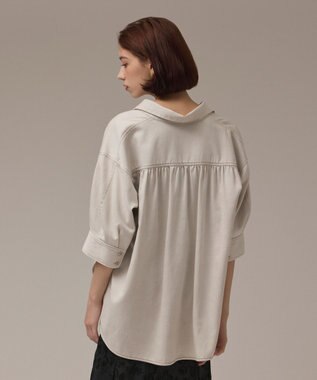 GRACE CONTINENTAL ツイルハーフスリーブシャツ ベージュ
