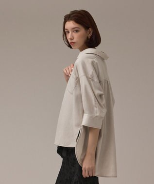 GRACE CONTINENTAL ツイルハーフスリーブシャツ ベージュ