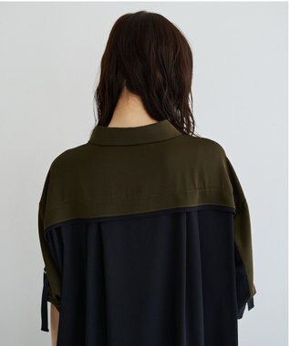 YECCA VECCA ミリタリーロングシャツワンピース Khaki