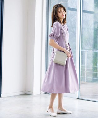 Tiaclasse L 【洗える】パフスリーブワンピース ラベンダー