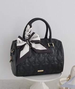 Maison de FLEUR スカーフ付きリボンキルティング2Wayボストン Black