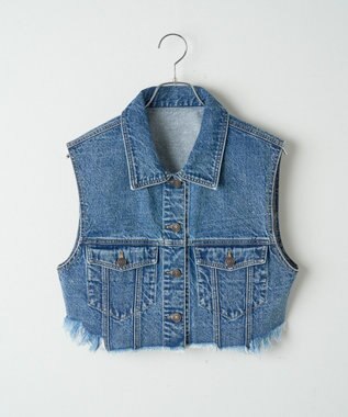 WEGO デニムショートベスト デニム中濃加工色