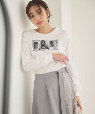 Feroux 【洗える】アソートプリントロング Ｔシャツ ホワイト系1
