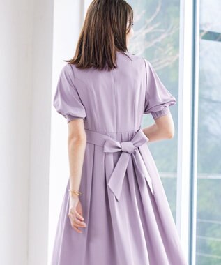 Tiaclasse L 【洗える】パフスリーブワンピース ラベンダー