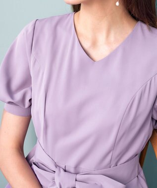 Tiaclasse L 【洗える】パフスリーブワンピース ラベンダー