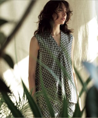 23区 S 【R(アール)】ジオメトリックプリント ワイドパンツ ジオメトリックプリント