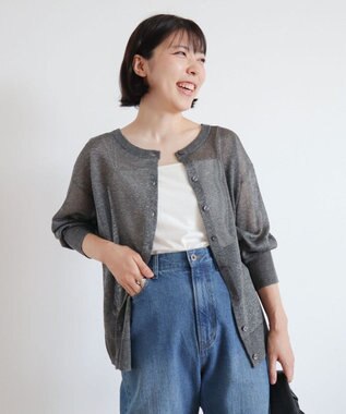 Green Parks ２ｗａｙ　７分袖ブライトシアーニットプルオーバー Gray Mixture