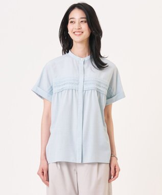 J.PRESS LADIES ソフトシアークロス フレンチスリーブ ブラウス