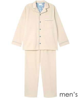 une nana cool 【綿混】ハイゲージダブルエアー メンズ長袖開襟 MADE WITH LIBERTY FABRIC クリーム