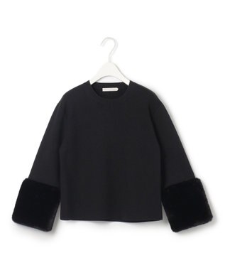 ICB ウールブレンドスムース デザインニット ブラック系