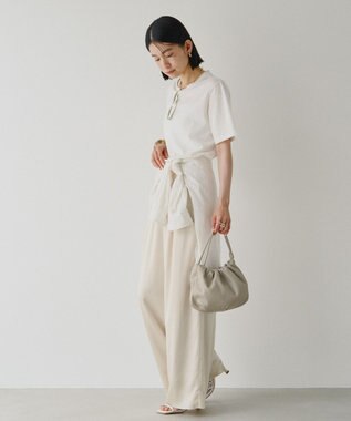 russet レザー巾着4WAYショルダーバッグ(CE-1454) GrayBeige