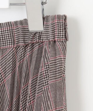 J.PRESS LADIES L 【洗える】テトロンレーヨンビエラ チェック プリーツ スカート ダークブラウン×パープル系