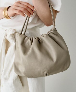 russet レザー巾着4WAYショルダーバッグ(CE-1454) GrayBeige