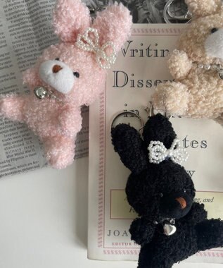 WEGO もこもこファンシーうさぎぬいぐるみキーホルダー ピンク