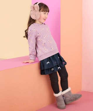 ANY KIDS フェイクムートン リボン ブーツ グレー