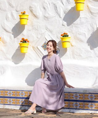 Tiaclasse L 【洗える】パフスリーブワンピース ラベンダー