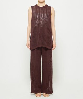 uncrave シースルーケーブルニット ノースリーブトップス ブラウン