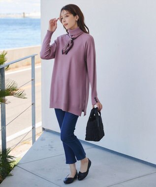 Tiaclasse 【安田美沙子さん着用・選べる2type・新色追加】ボタンニットチュニック タートル：ラベンダー