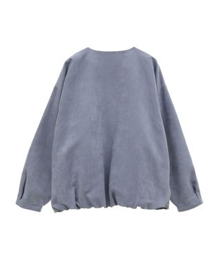 Green Parks ノーカラータックスウェード調ブルゾン Sax