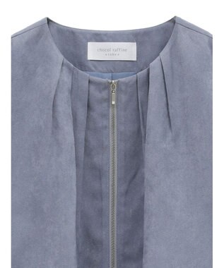 Green Parks ノーカラータックスウェード調ブルゾン Sax