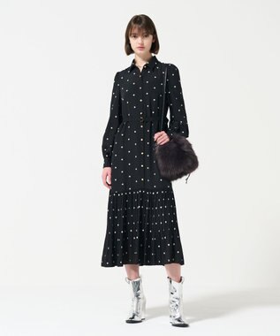 GRACE CONTINENTAL ベルト付刺繍ロングワンピース ブラック