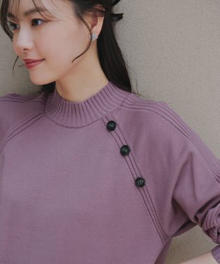 Tiaclasse 【安田美沙子さん着用・選べる2type・新色追加】ボタンニットチュニック モックネック：ラベンダー