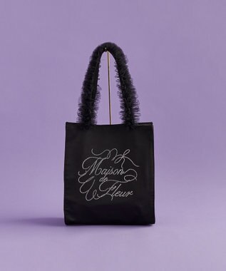 Maison de FLEUR チュールハンドルラインストーントートバッグ Black