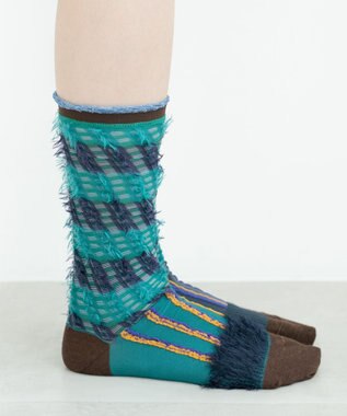 COQ ミケネコテイル リバーシブルファーソックス グリーン