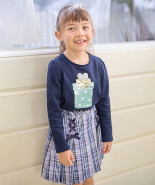 ANY KIDS ミラクルスパンコール 長袖 Tシャツ ネイビー×パフューム