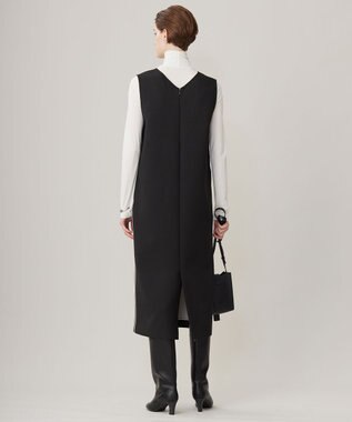 ICB L 【洗える】 ダブルフェイスクレープ ジャンパースカート ブラック系（裏面トープ）