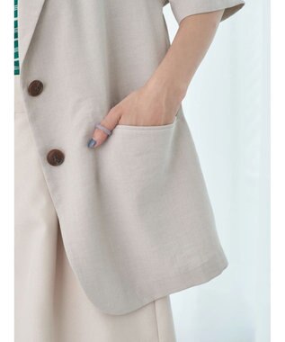 earth music&ecology リネンライク５分袖ジャケット Beige